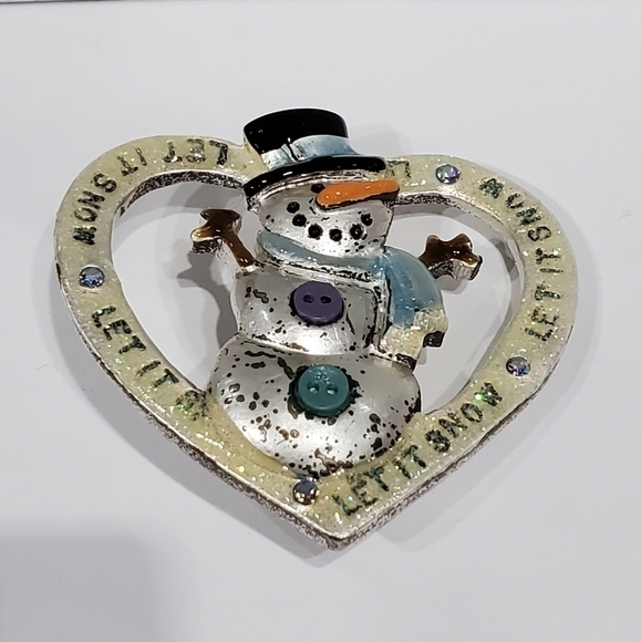 VINTAGE AJMC SNOWMAN BROOCHES SET OF 2 FRIENDS HOLIDAY WINTER - Picture 5 of 8